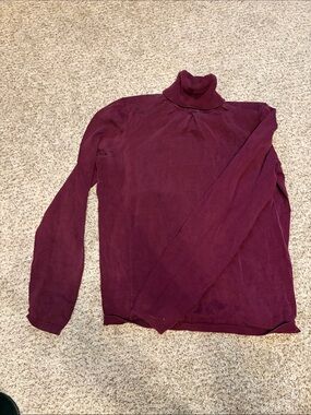 Ann Taylor Burgundy Silk-Blend Turtleneck Sweater